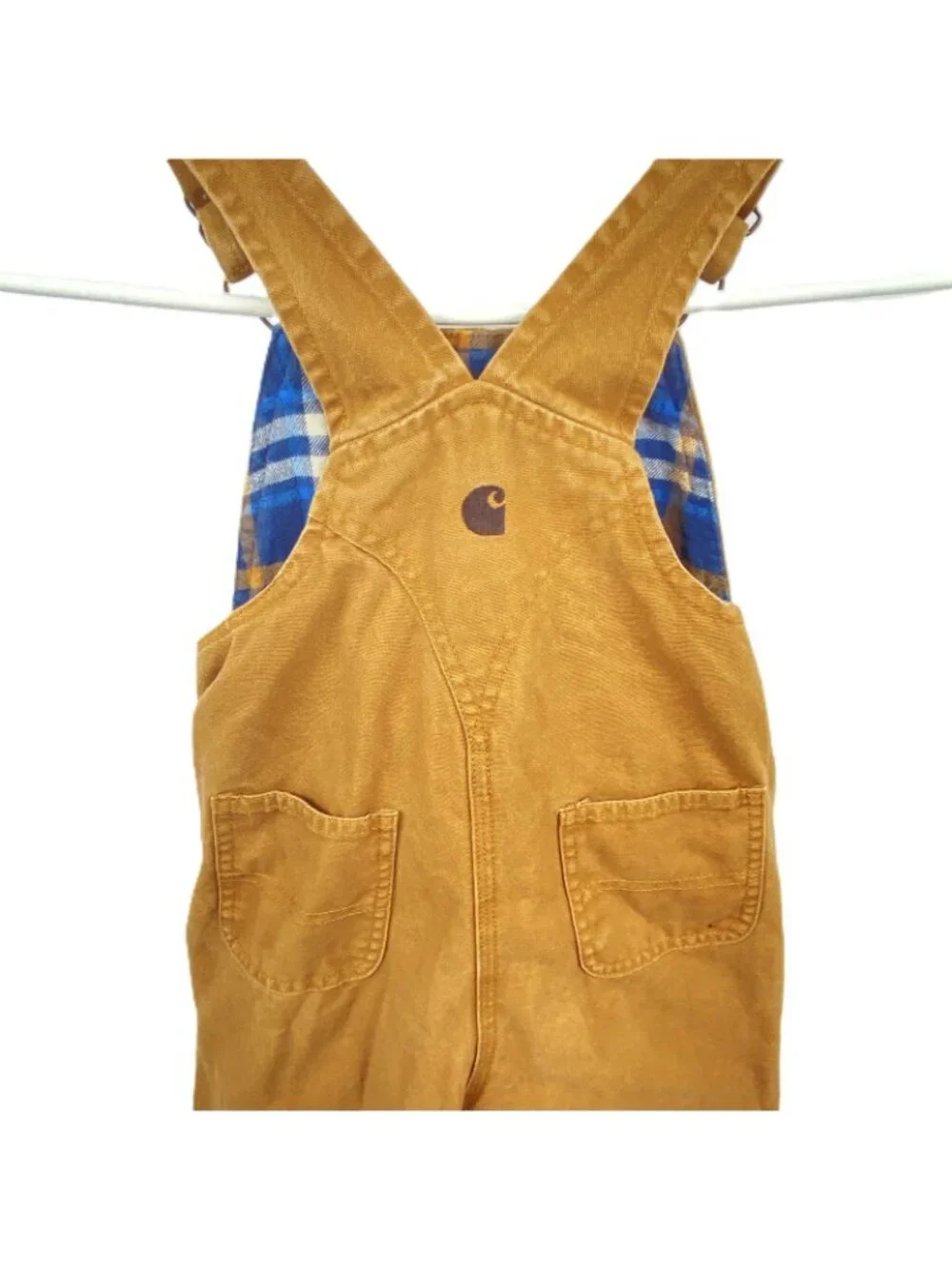 Carhartt Toddler Bib Overalls 4T Brown Duck Canvas Flannel Lined Double Knee